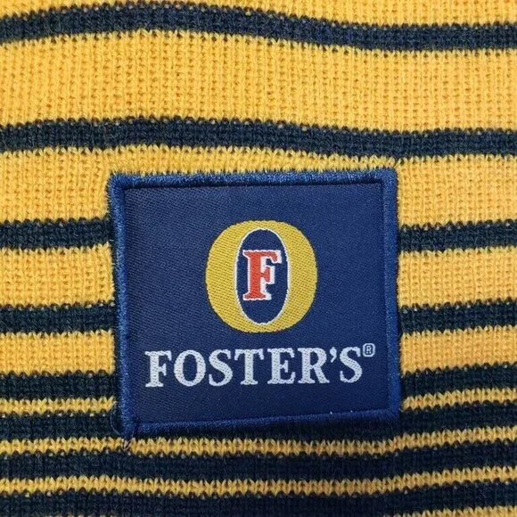 Fosters Australian Lager Unisex Winter Hat Classic Beanie Striped Knit Beer Cap - Picture 2 of 4